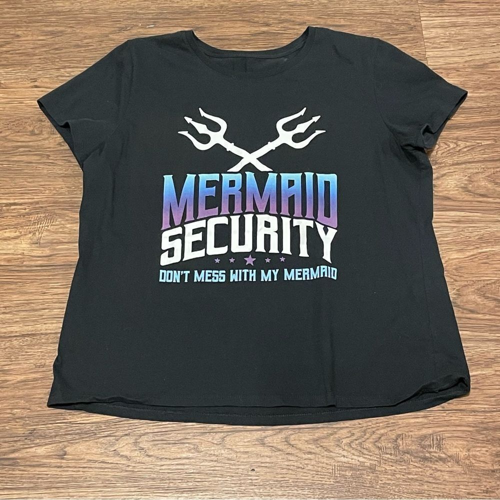 Mermaid Security Short Sleeve Tshirt Black Size XLarge
